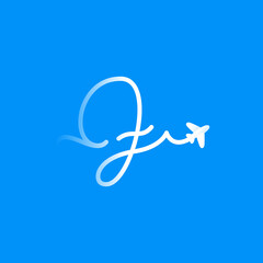 F letter logo with plane and airline.