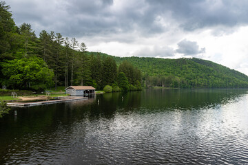 Boathouse on a Lake in Western North Carolina in the Summer