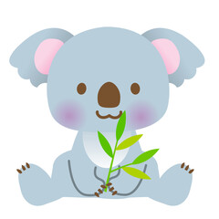 かわいいコアラが笹を持って座っているイラスト