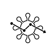 corona virus with statistic icon with line art icon design illustration