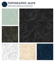 Topographic maps. Attractive isoline patterns, seamless design. Amazing tileable background. Vector illustration.