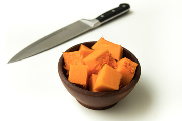 Pumpkin cut into cubes