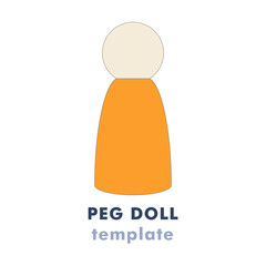 Isolated profile of wooden peg doll on white background 