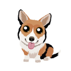 Vector illustration of a funny black welsh corgi pembroke isolated on white background