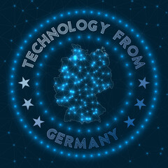 Technology From Germany. Futuristic geometric badge of the country. Technological concept. Round Germany logo. Vector illustration.