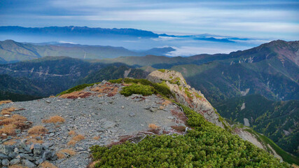 南アルプス, 北岳, 雲海, 空, 風景, 自然, 青, 雲, 旅行, 景色, 稜線