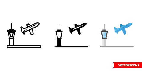 Departure icon of 3 types. Isolated vector sign symbol.