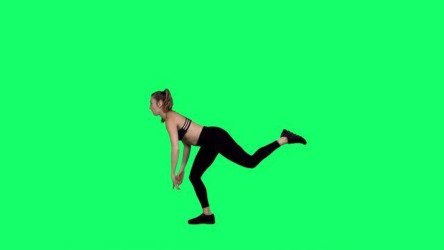 Gym instructor teaches how to workout properly over Green Screen.