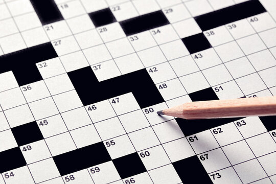 Blank crossword puzzle game with pencil