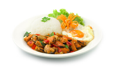 Thai Food Stir Fried Mussel Spicy and Basil