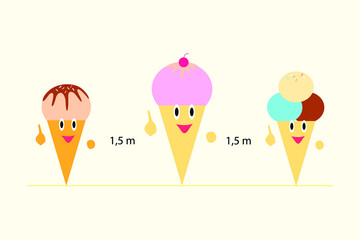 Social distancing and coronavirus covid-19 prevention: maintain a safe distance from others at the Ice cream shop. 

