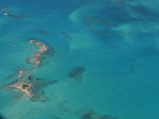 Fototapeta na wymiar Aerial view of small islands in the Exuma Cays, Bahamas