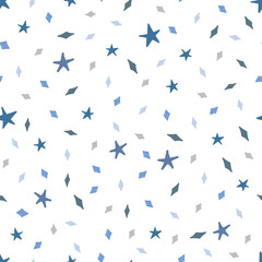 Seamless patterns with diamonds and stars. The delicate color. Hand-drawn graphics for t-shirts, fabrics, textiles, pajamas, printing, gifts