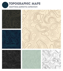 Topographic maps. Beautiful isoline patterns, seamless design. Classy tileable background. Vector illustration.