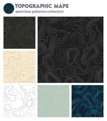 Topographic maps. Astonishing isoline patterns, seamless design. Cool tileable background. Vector illustration.