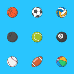 Balls For Playing Games Vector Icon Illustration. Icon Balls Vector Set