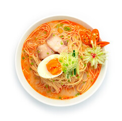 Korean Noodles with Spicy Soup Served Boiled Egg