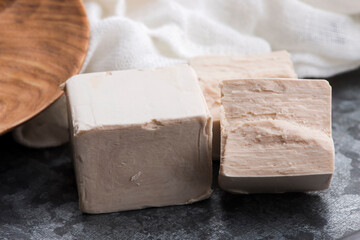 fresh pressed yeast serving board, selective focus