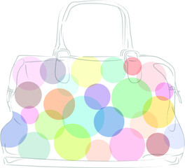 Handbag Illustration with colorful stuff concept, bokeh