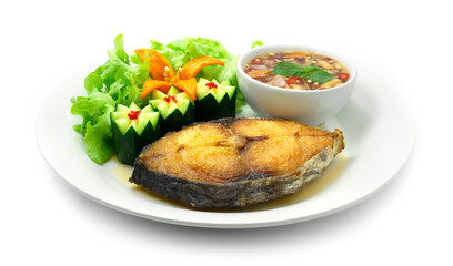 Fried Mackerel with Fish Sauce Chili Dipping Thai Food