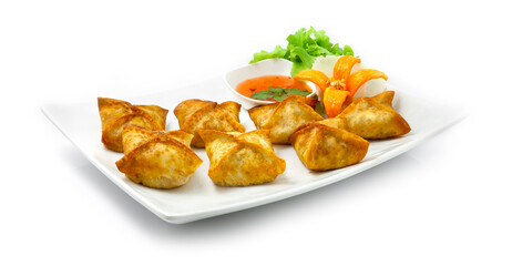 Deep Fried Wonton Stuffed pork Served with Sweet Chili Sauce