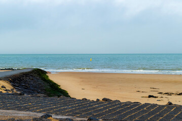 Scenery at the beach on a winter day in Cadzand, Netherlands
