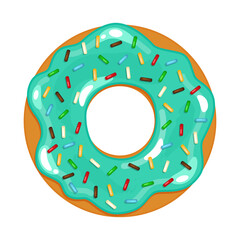 vector illustration of colored realistic donut on white background - 356706119