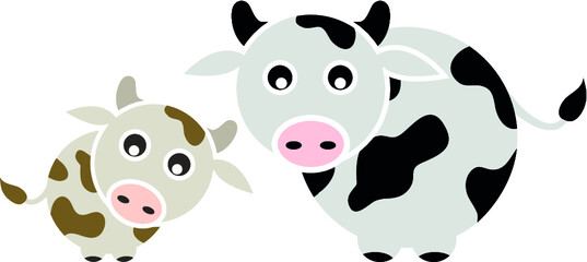 Set of Farm Animal - Cow, Vector illustration