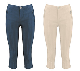 Women’s  skinny breeches on a white background. Worn capri. Isolated image on a white background.