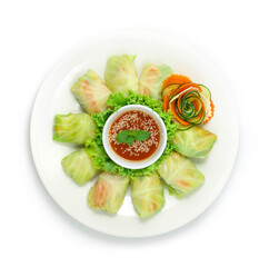 Chicken Stuffed Cabbage Rolls with vegetables