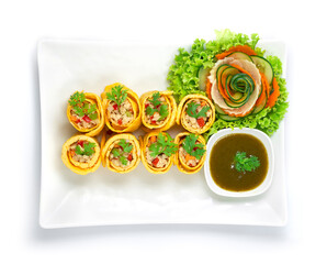 Egg Roll Stuffed with Chicken,carrots,onion and chili