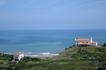 Fototapeta na wymiar Beautiful sea view and green nature in Zumaia Basque Country Spain