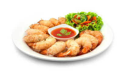 Shrimps with Noodles deep fried wrapped Asian Food