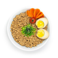 Soboro Don Chicken Rice Served Boiled Egg