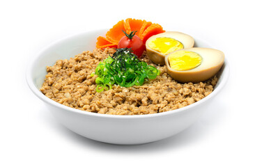 Soboro Don Chicken Rice Served Boiled Egg