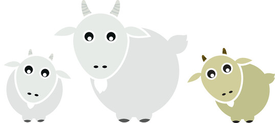 Fototapeta premium Set of Farm Animal - Goat, Vector illustration