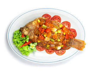 Fried Fish with Sweet and Sour Sauce Thai Food Mixed