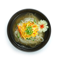 Korean Cold  Noodles Soup Naengmyeon Traditional Korean Food Popular Summer