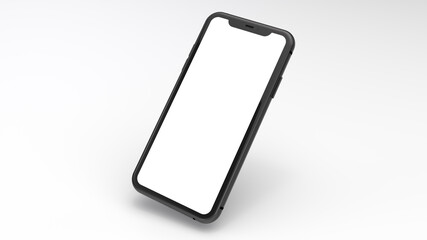 Black cellphone mockup with white background