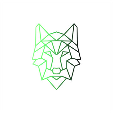 modern line art wolf head logo. triangle shape animal vector icon graphic design template idea