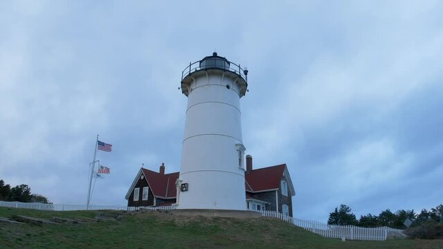 Dark clouds passing by Nobska Light in Woods Hole, Massachusetts, United States
