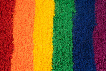 Rainbow colour cloth towel, symbol of pride month lesbian, gay, bisexual, transgender, human rights, tolerance and peace.