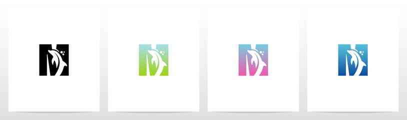 Dolphin On Letter Logo Design M