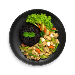 Chicken with Black Peppers Sauce Served Rice Recipe Thaicuisine Healthy Cleanfood and Diet