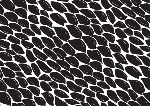 Abstract styled snake scales animal skin seamless pattern design. Black and white seamless camouflage background