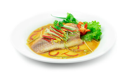 Steamed Fish with Soy Sauce Chines Food Style Cleanfood and Dietfood for Healthy