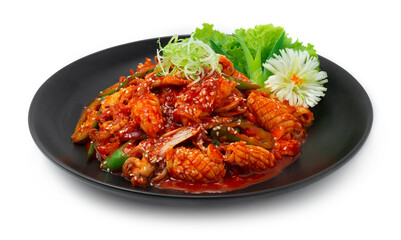 Spicy Stir Fried Squids with Korean Sauce (Ojingeo Bokkeum) Korean Food