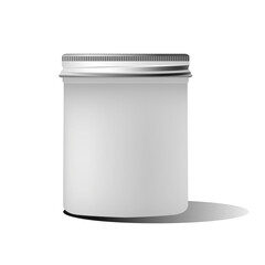 Realistic white cosmetic cream container. Mock up bottle. Gel, powder, balsam, with design label. Containers for bulk mixtures.