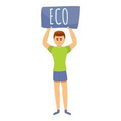 Eco boy banner icon. Cartoon of eco boy banner vector icon for web design isolated on white background