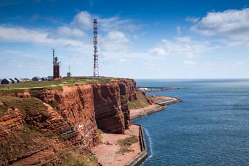 Lummenfelsen with birds, Heligoland, Schleswig-Holstein, Germany, Europe
